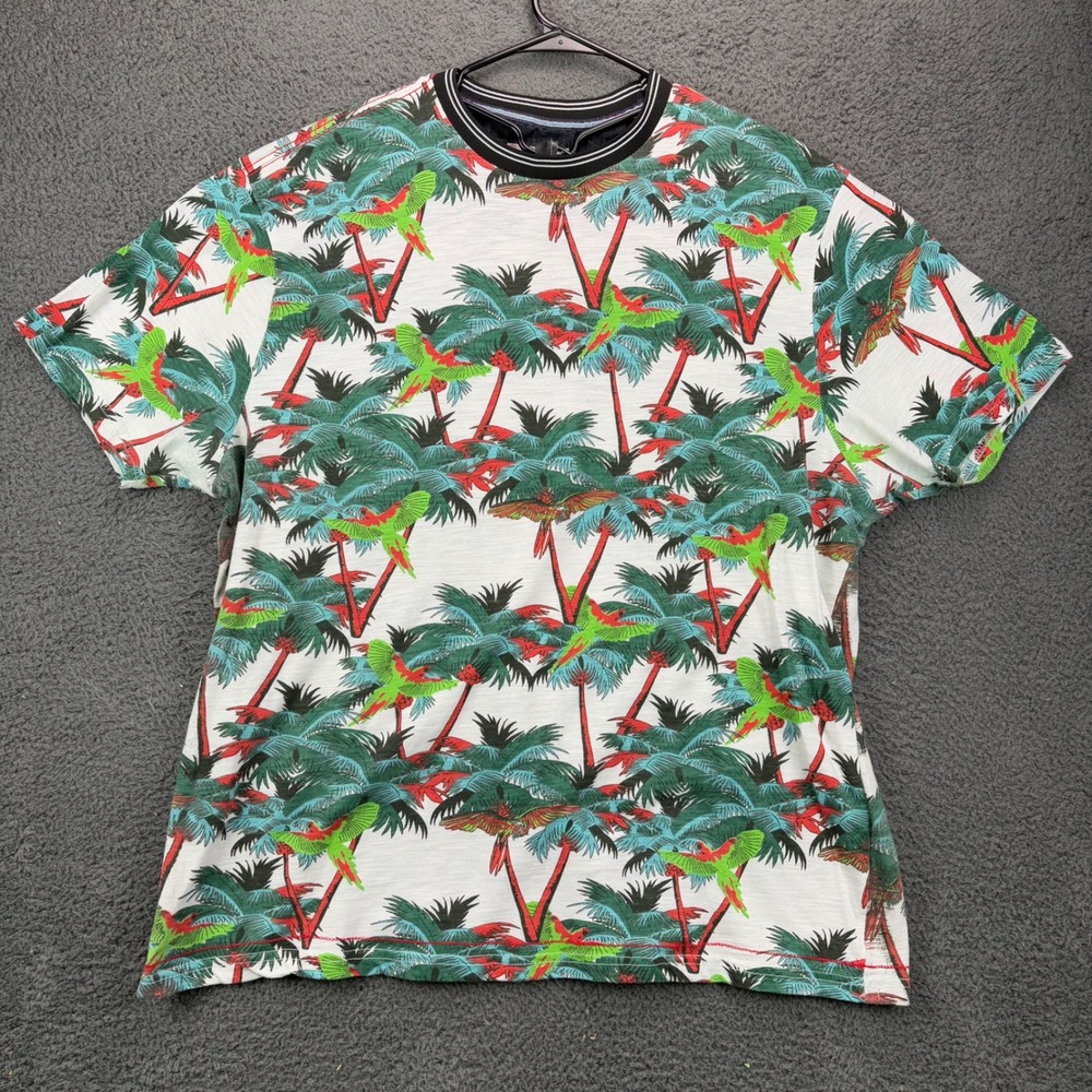 Huntington BC‎ Surf Team Girls 4X T-Shirt White Tropical Palm Tree Parrot